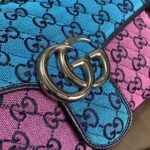 Gucci Women GG Marmont Multicolor Small Shoulder Bag Blue Pink Canvas - Image 7