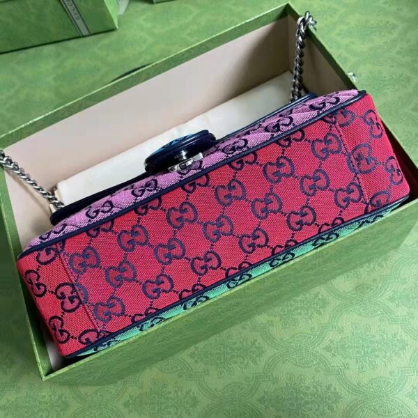 Gucci Women GG Marmont Multicolor Small Shoulder Bag Blue Pink Canvas (3)