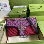 Gucci Women GG Marmont Multicolor Small Shoulder Bag Pink Red Canvas - Image 2
