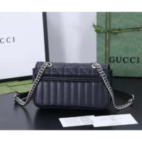 Gucci Women GG Marmont Small Shoulder Bag Black Matelassé Double G