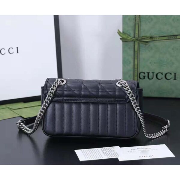 Gucci Women GG Marmont Small Shoulder Bag Black Matelassé Double G (4)