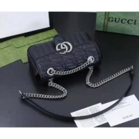 Gucci Women GG Marmont Small Shoulder Bag Black Matelassé Double G