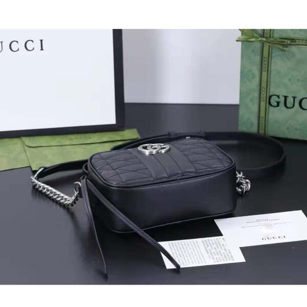 Gucci Women GG Marmont Small Shoulder Bag Black Matelassé Leather (4)