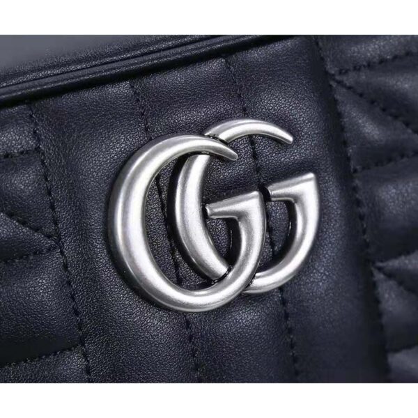Gucci Women GG Marmont Small Shoulder Bag Black Matelassé Leather (5)