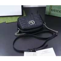 Gucci Women GG Marmont Small Shoulder Bag Black Matelassé Leather