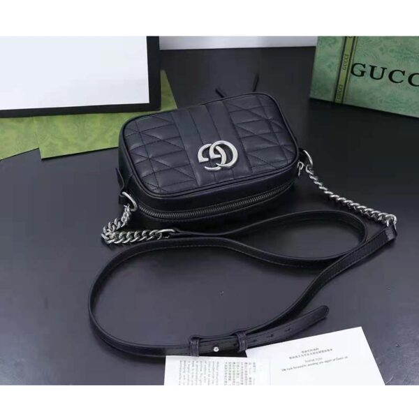 Gucci Women GG Marmont Small Shoulder Bag Black Matelassé Leather (6)