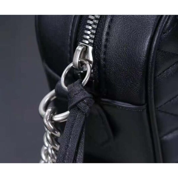 Gucci Women GG Marmont Small Shoulder Bag Black Matelassé Leather (8)