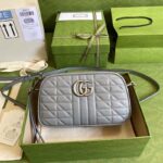 Gucci Women GG Marmont Small Shoulder Bag Grey Matelassé Leather – Bild 2