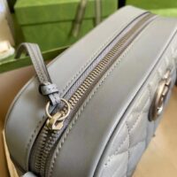 Gucci Women GG Marmont Small Shoulder Bag Grey Matelassé Leather