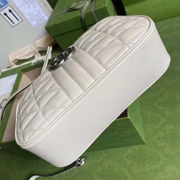 Gucci Women GG Marmont Small Shoulder Bag White Matelassé Leather (4)