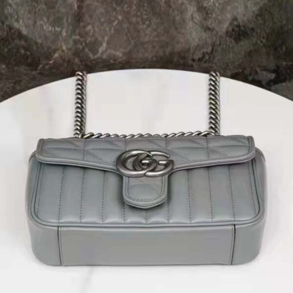 Gucci Women GG Marmont Super Mini Bag Grey Double G Matelassé (14)