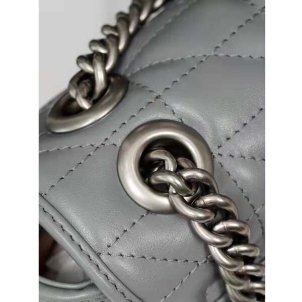Gucci Women GG Marmont Super Mini Bag Grey Double G Matelassé (4)