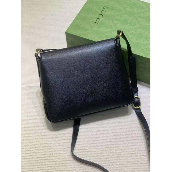 Gucci Women GG Small Messenger Bag with Double G Black Leather (3)