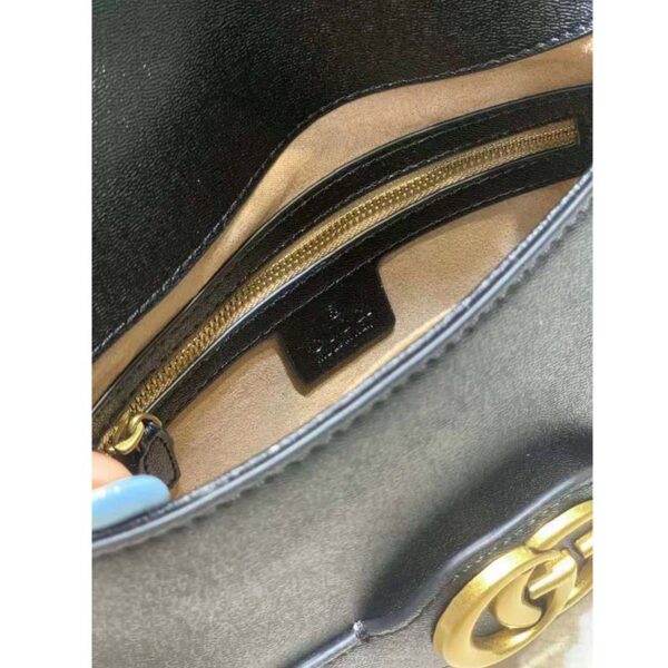 Gucci Women GG Small Messenger Bag with Double G Black Leather (9)
