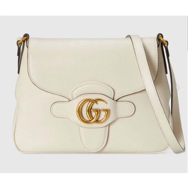 Gucci Women GG Small Messenger Bag with Double G White Leather