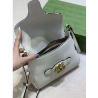 Gucci Women GG Small Messenger Bag with Double G White Leather