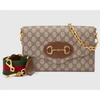 Gucci Women Horsebit 1955 Small Bag Beige Ebony GG Supreme Canvas (1)