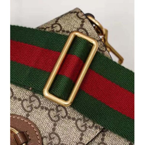 Gucci Women Horsebit 1955 Small Bag Beige Ebony GG Supreme Canvas (10)