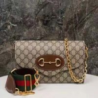 Gucci Women Horsebit 1955 Small Bag Beige Ebony GG Supreme Canvas (1)