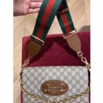 Gucci Women Horsebit 1955 Small Bag Beige Ebony GG Supreme Canvas – Image 9