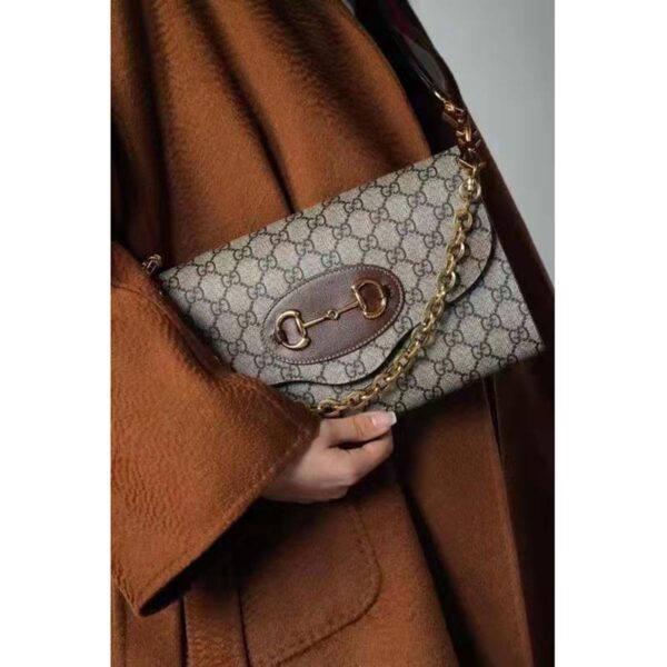 Gucci Women Horsebit 1955 Small Bag Beige Ebony GG Supreme Canvas (5)