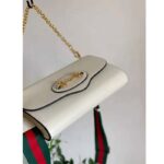 Gucci Women Horsebit 1955 Small Bag White Leather Gold Toned Hardware Horsebit - Image 4