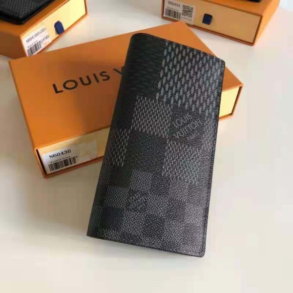 Louis Vuitton LV Unisex Brazza Wallet Gray Damier Graphite 3D Coated Canvas (3)