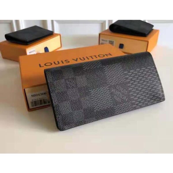 Louis Vuitton LV Unisex Brazza Wallet Gray Damier Graphite 3D Coated Canvas (6)