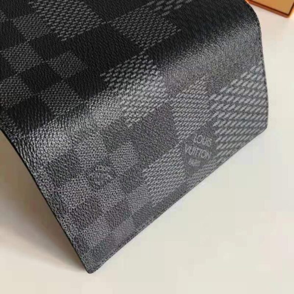 Louis Vuitton LV Unisex Brazza Wallet Gray Damier Graphite 3D Coated Canvas (7)