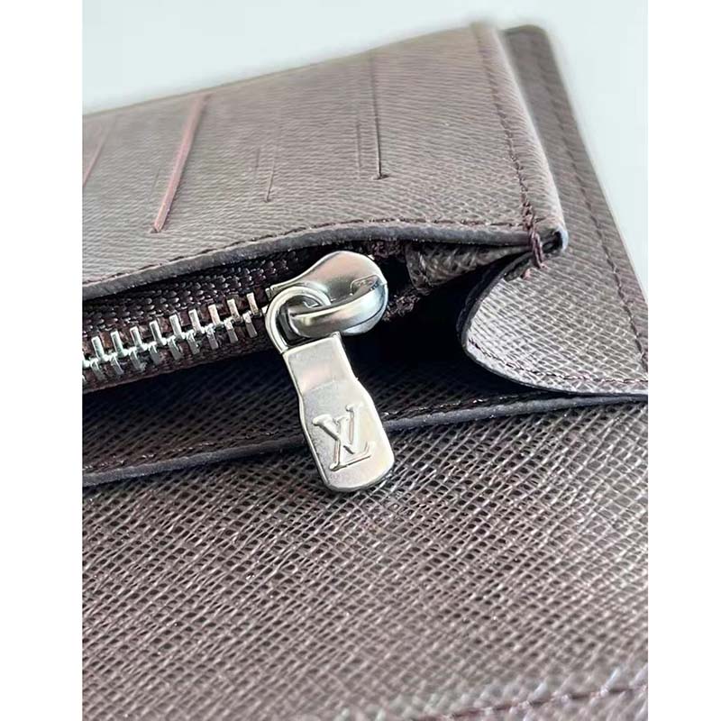 LV Brazza Wallet Monogram Stripe Brown