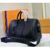 Louis Vuitton LV Unisex Keepall Bandouliere 40 Black Cowhide Leather Black Hardware