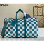 Louis Vuitton LV Unisex Keepall Bandoulière 45 Bag Teal Cowhide Leather - Image 3