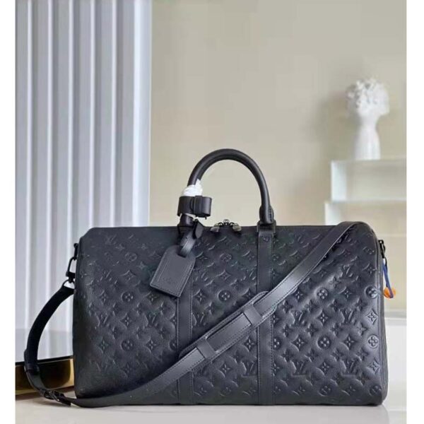 Louis Vuitton LV Unisex Keepall Bandoulière 50 Bag Black Taurillon Monogram Leather (11)