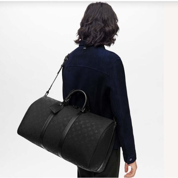 Louis Vuitton LV Unisex Keepall Bandoulière 50 Bag Black Taurillon Monogram Leather (4)