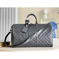 Louis Vuitton LV Unisex Keepall Bandoulière 50 Bag Black Taurillon Monogram Leather