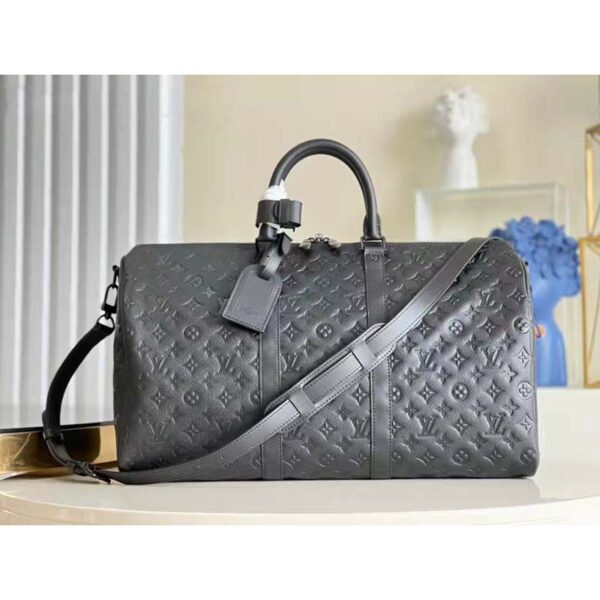 Louis Vuitton LV Unisex Keepall Bandoulière 50 Bag Black Taurillon Monogram Leather (9)