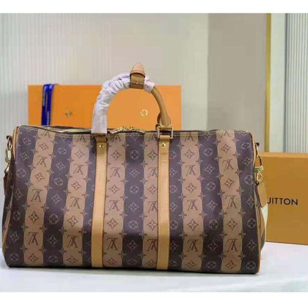 Louis Vuitton LV Unisex Keepall Bandoulière 50 Travel Bag Brown Canvas (4)