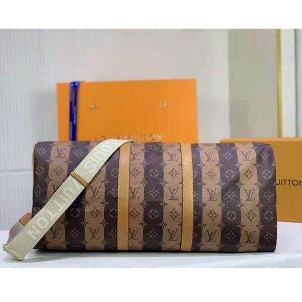 Louis Vuitton LV Unisex Keepall Bandoulière 50 Travel Bag Brown Canvas (9)
