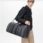 Louis Vuitton LV Unisex Keepall Bandoulière 55 Travel Bag Monogram Stripes Eclipse Coated Canvas - immagine 11