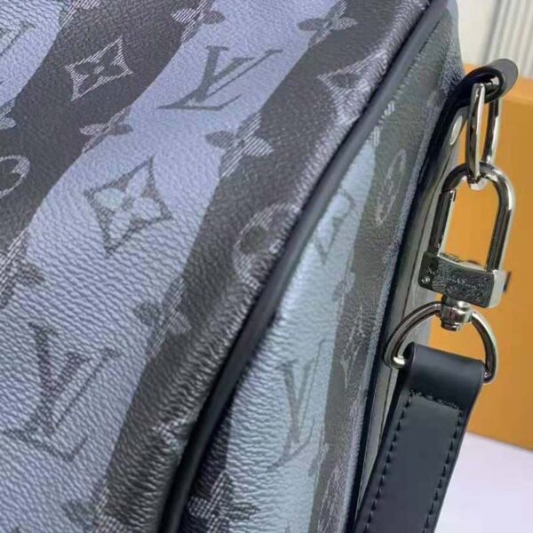 Louis Vuitton LV Unisex Keepall Bandoulière 55 Travel Bag Monogram Stripes Eclipse Coated Canvas (5)