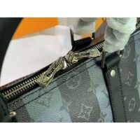 Louis Vuitton LV Unisex Keepall Bandoulière 55 Travel Bag Monogram Stripes Eclipse Coated Canvas