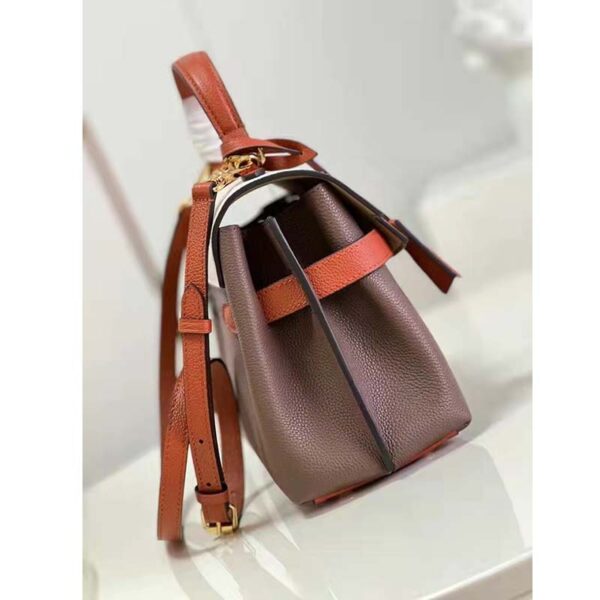 Louis Vuitton LV Unisex Lockme Ever BB Handbag Brown White Calfskin (5)