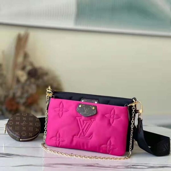 Louis Vuitton LV Unisex Maxi Multi Pochette Accessoires handbag Fuchsia Black (2)