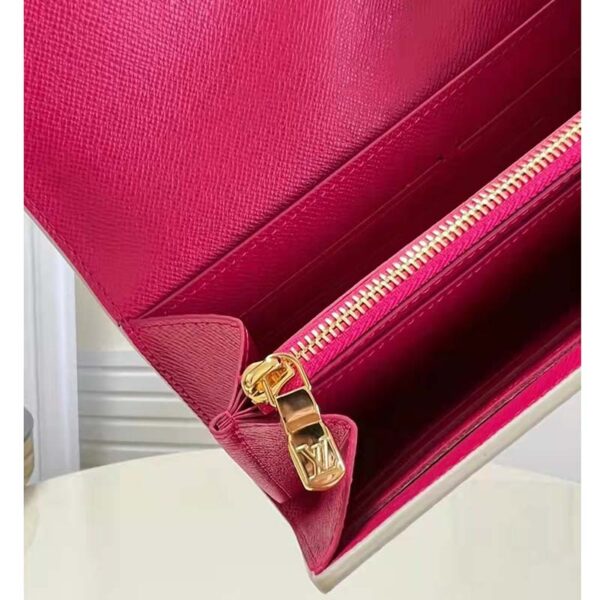Louis Vuitton LV Unisex Sarah Wallet Pink Damier Azur Canvas (10)