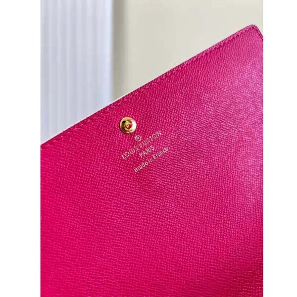 Louis Vuitton LV Unisex Sarah Wallet Pink Damier Azur Canvas (8)