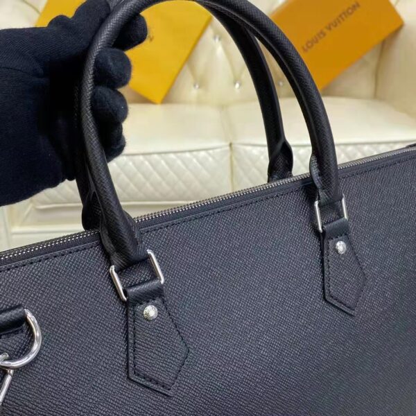 Louis Vuitton LV Unisex Slim Briefcase Black Taiga Cowhide Leather (10)