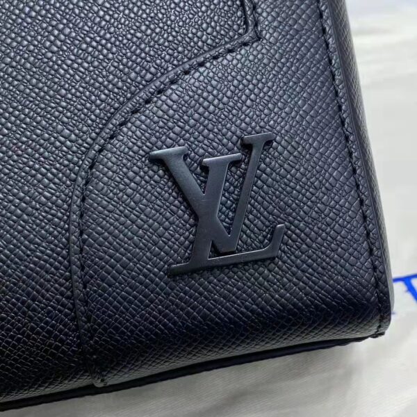 Louis Vuitton LV Unisex Slim Briefcase Black Taiga Cowhide Leather (12)
