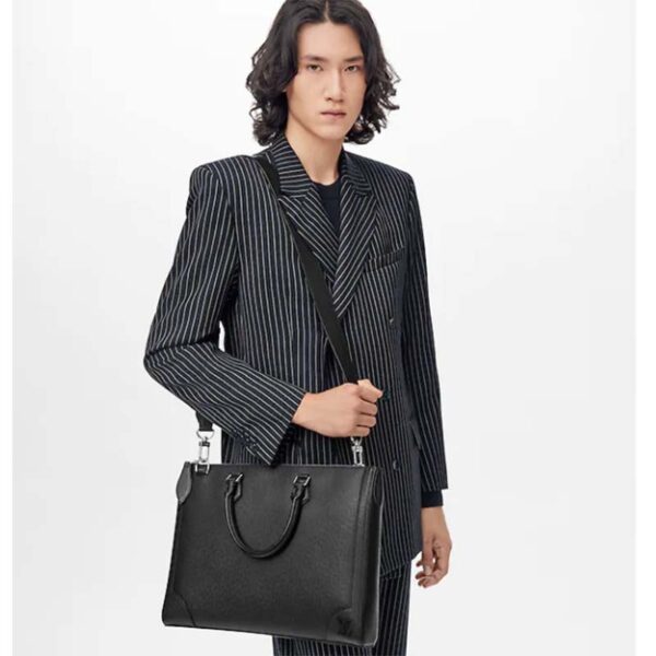 Louis Vuitton LV Unisex Slim Briefcase Black Taiga Cowhide Leather (2)
