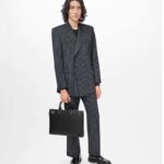 Louis Vuitton LV Unisex Slim Briefcase Black Taiga Cowhide Leather - immagine 13