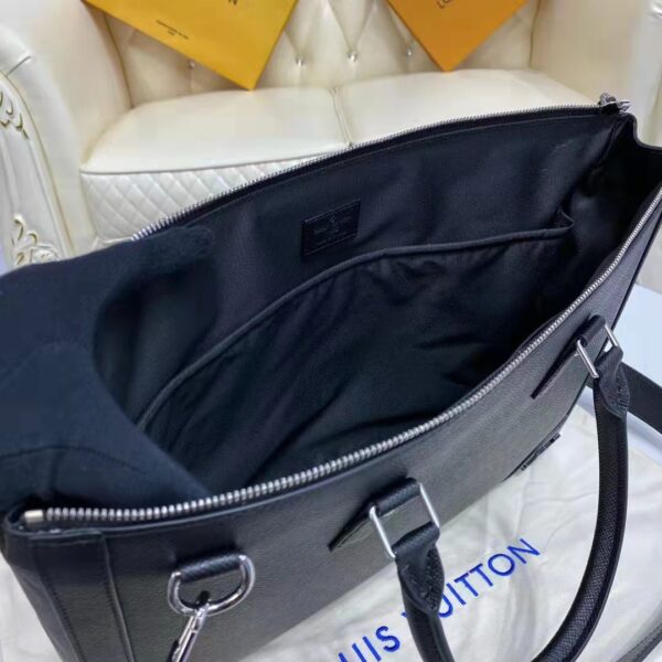 Louis Vuitton LV Unisex Slim Briefcase Black Taiga Cowhide Leather (5)